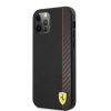 Ferrari "Smooth and Carbon" iPhone 13 (6,1") fekete hátlap tok piros csíkkal