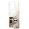 Karl Lagerfeld iPhone 13 Pro (6,1") "Karl and Choupette" folyékony arany csillámos hátlap tok