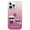 Karl Lagerfeld iPhone 13 Mini (5,4") "Karl and Choupette" mintás pink-átlátszó hátlap tok