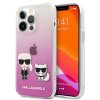 Karl Lagerfeld iPhone 13 Mini (5,4") "Karl and Choupette" mintás pink-átlátszó hátlap tok