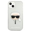 Karl Lagerfeld iPhone 13 Mini (5,4") "Karl Head" mintás csillámos ezüst hátlap tok