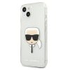 Karl Lagerfeld iPhone 13 Mini (5,4") "Karl Head" mintás csillámos ezüst hátlap tok