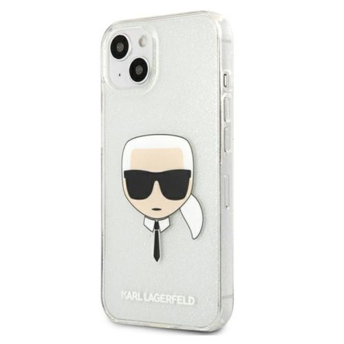 Karl Lagerfeld iPhone 13 (6,1") "Karl Head" mintás csillámos ezüst hátlap tok