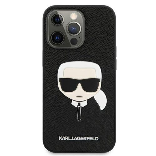 Karl Lagerfeld iPhone 13 Pro Max (6,7") "Saffiano Karl Head" mintás fekete hátlap tok