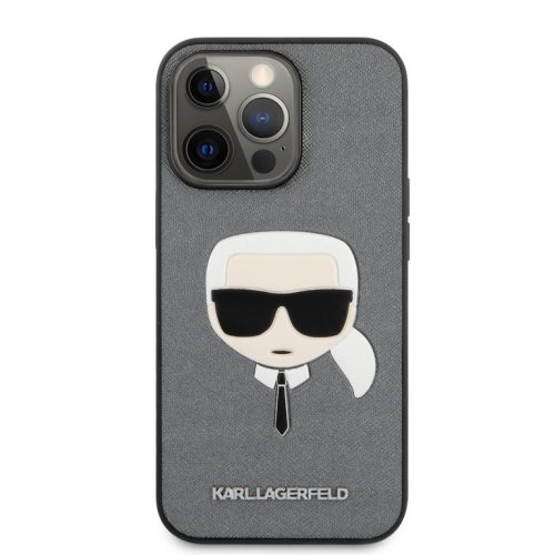 Karl Lagerfeld iPhone 13 Pro (6,1") "Saffiano Karl Head" mintás szürke hátlap tok