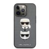 Karl Lagerfeld iPhone 13 (6,1") "Saffiano Karl and Choupette Heads" mintás szürke hátlap tok