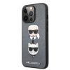 Karl Lagerfeld iPhone 13 (6,1") "Saffiano Karl and Choupette Heads" mintás szürke hátlap tok