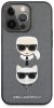 Karl Lagerfeld iPhone 13 Pro (6,1") "Saffiano Karl and Choupette Head" mintás szürke hátlap tok