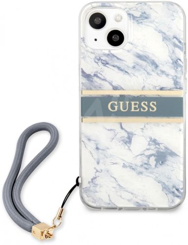 GUESS TPU Marble iPhone 13 (6,1") kék márvány mintás hátlap tok logoval