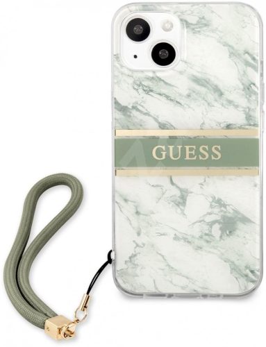 GUESS TPU Marble iPhone 13 (6,1") zöld márvány mintás hátlap tok logoval