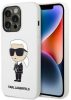 iPhone 14 Pro (6,1") szilikon tok, hátlap tok, fehér, Karl Lagerfeld, KLHCP14LSNIKBCH