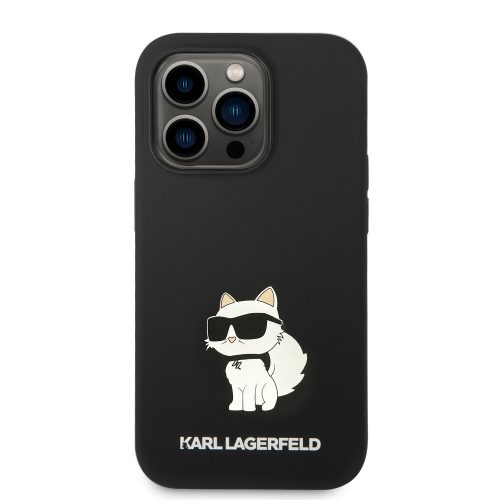 iPhone 14 Pro (6,1") szilikon tok, hátlap tok, fekete, Karl Lagerfeld, KLHCP14LSNCHBCK