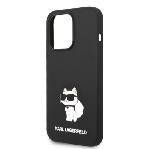 iPhone 14 Pro (6,1") szilikon tok, hátlap tok, fekete, Karl Lagerfeld, KLHCP14LSNCHBCK