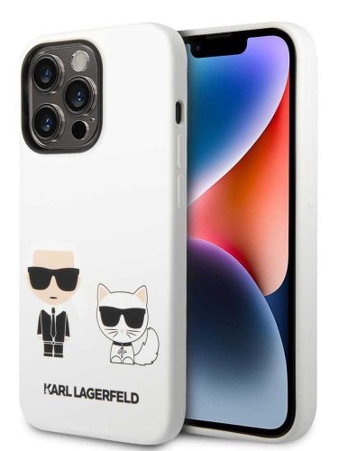 iPhone 14 Pro Max (6,7") szilikon tok, hátlap tok, fehér, Karl Lagerfeld, KLHCP14XSSKCW