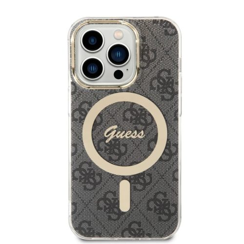 iPhone 14 Pro (6,1") hátlap tok, MagSafe, fekete, GUESS GUHMP14LH4STK