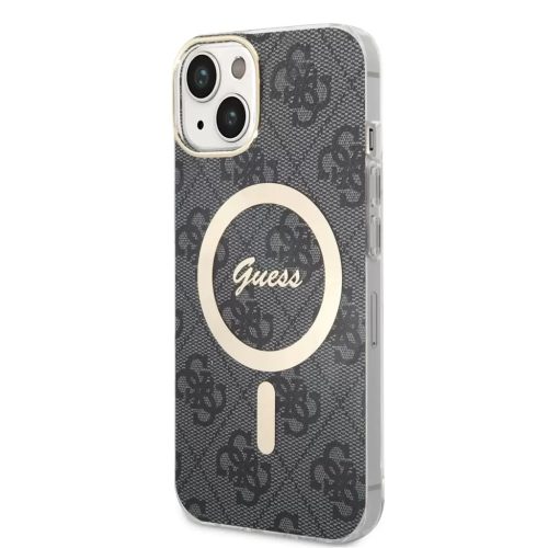 iPhone 13 (6,1") hátlap tok, MagSafe, fekete, GUESS, GUHMP13MH4STK