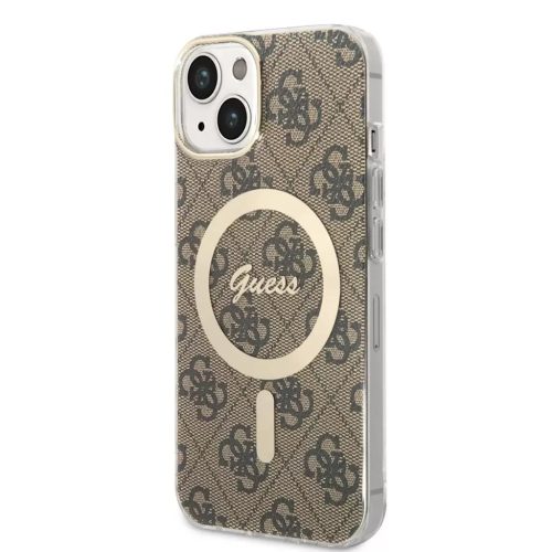 iPhone 13 (6,1") hátlap tok, MagSafe, barna, GUESS, GUHMP13MH4STW