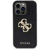 iPhone 15 (6,1") hátlap tok, PU, fekete, GUESS Perforated 4G Glitter Metal Logo (GUHCP15SPSP4LGK)