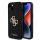 iPhone 15 Pro (6,1") hátlap tok, PU, fekete, GUESS Perforated 4G Glitter Metal Logo (GUHCP15LPSP4LGK)