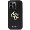 iPhone 15 Pro (6,1") hátlap tok, PU, fekete, GUESS Perforated 4G Glitter Metal Logo (GUHCP15LPSP4LGK)