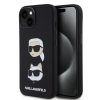 iPhone 15 (6,1") hátlap tok, szilikon, fekete, Karl Lagerfeld Karl and Choupette Heads (KLHCP15SSDHKCNK)