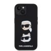 iPhone 15 (6,1") hátlap tok, szilikon, fekete, Karl Lagerfeld Karl and Choupette Heads (KLHCP15SSDHKCNK)