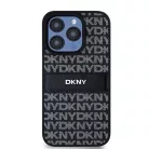 iPhone 14 Pro Max (6.7") hátlap tok, PU / PU bőr, mintás, fekete, DKNY PU Leather Repeat Pattern Tonal Stripe