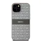 iPhone 15 Pro (6.1") hátlap tok, PU / PU bőr, mintás, szürke, DKNY PU Leather Repeat Pattern Tonal Stripe