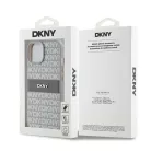 iPhone 15 Pro (6.1") hátlap tok, PU / PU bőr, mintás, szürke, DKNY PU Leather Repeat Pattern Tonal Stripe