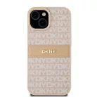 iPhone 14 Pro (6.1") hátlap tok, PU / PU bőr, mintás, barackvirág-bézs, DKNY PU Leather Repeat Pattern Tonal Stripe