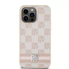 iPhone 14 Pro Max (6.7") hátlap tok, PU / PU bőr, mintás, barackvirág-bézs, DKNY PU Leather Checkered Pattern and Stripe