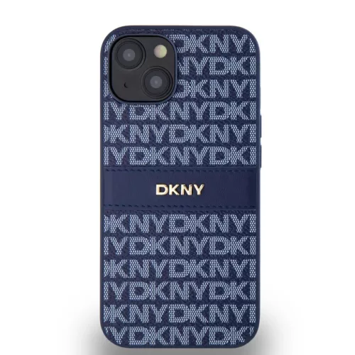 iPhone 15 Pro (6.1") hátlap tok, PU / PU bőr, mintás, kék, DKNY PU Leather Repeat Pattern Tonal Stripe