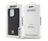 iPhone 15 Pro (6.1") hátlap tok, PU műbőr, fekete, magsafe, DKNY PU Leather Repeat Pattern Stack Logo Magsafe