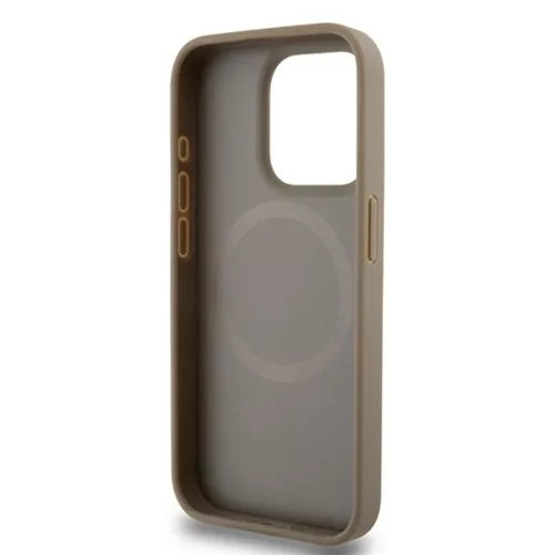 iPhone 15 Pro Max (6.7") hátlap tok, PU / PU bőr, magsafe, mintás, barna, DKNY PU Leather Repeat Pattern Bottom Stripe MagSafe