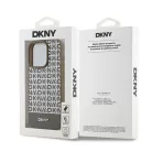 iPhone 15 Pro Max (6.7") hátlap tok, PU / PU bőr, magsafe, mintás, barna, DKNY PU Leather Repeat Pattern Bottom Stripe MagSafe