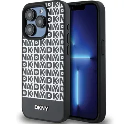   iPhone 15 Pro Max (6.7") hátlap tok, PU / PU bőr, magsafe, mintás, DKNY PU Leather Repeat Pattern Bottom Stripe MagSafe