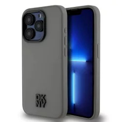   iPhone 15 Pro Max (6.7") hátlap tok, PU / PU bőr, magsafe, szürke, DKNY PU Leather Stack Logo Magsafe