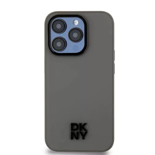 iPhone 15 Pro Max (6.7") hátlap tok, PU / PU bőr, magsafe, szürke, DKNY PU Leather Stack Logo Magsafe