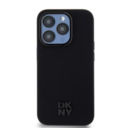 iPhone 15 Pro Max (6.7") hátlap tok, PU / PU bőr, magsafe, fekete, DKNY PU Leather Stack Logo Magsafe
