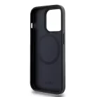 iPhone 15 Pro Max (6.7") hátlap tok, PU / PU bőr, magsafe, fekete, DKNY PU Leather Stack Logo Magsafe