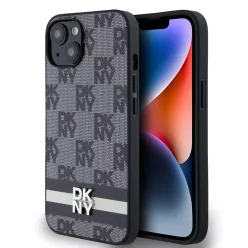   iPhone 13 (6.1") hátlap tok, PU / PU bőr, mintás, fekete, DKNY PU Leather Checkered Pattern and Stripe