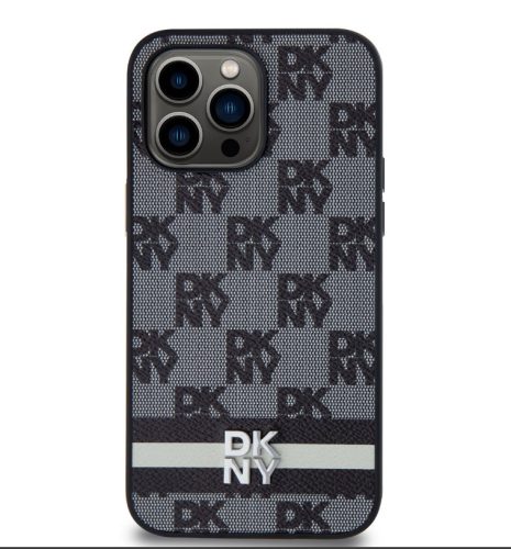 iPhone 13 (6.1") hátlap tok, PU / PU bőr, mintás, fekete, DKNY PU Leather Checkered Pattern and Stripe
