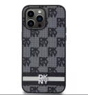 iPhone 15 Pro Max (6.7") hátlap tok, PU / PU bőr, mintás, fekete, DKNY PU Leather Checkered Pattern and Stripe
