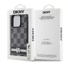 iPhone 15 Pro Max (6.7") hátlap tok, PU / PU bőr, mintás, fekete, DKNY PU Leather Checkered Pattern and Stripe