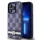 iPhone 15 Pro (6.1") hátlap tok, PU / PU bőr, mintás, kék, DKNY PU Leather Checkered Pattern and Stripe