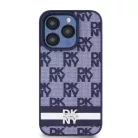 iPhone 15 Pro (6.1") hátlap tok, PU / PU bőr, mintás, kék, DKNY PU Leather Checkered Pattern and Stripe