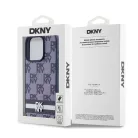 iPhone 15 Pro (6.1") hátlap tok, PU / PU bőr, mintás, kék, DKNY PU Leather Checkered Pattern and Stripe
