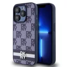 iPhone 15 Pro Max (6.7") hátlap tok, PU / PU bőr, mintás, kék, DKNY PU Leather Checkered Pattern and Stripe