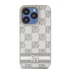 iPhone 15 Pro Max (6.7") hátlap tok, PU / PU bőr, mintás, szürke, DKNY PU Leather Checkered Pattern and Stripe