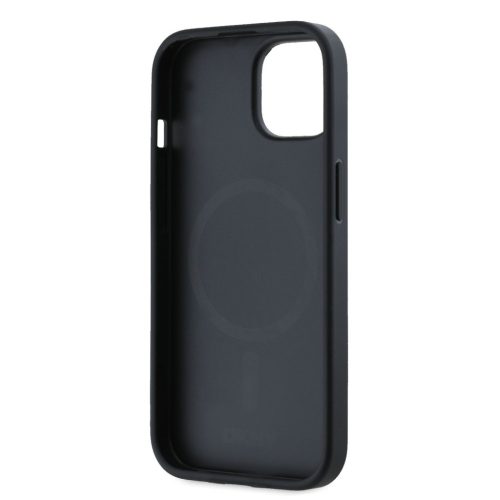 iPhone 15 (6.1") hátlap tok, PU / PU bőr, magsafe, fekete, DKNY PU Leather Silver Metal Logo Magsafe